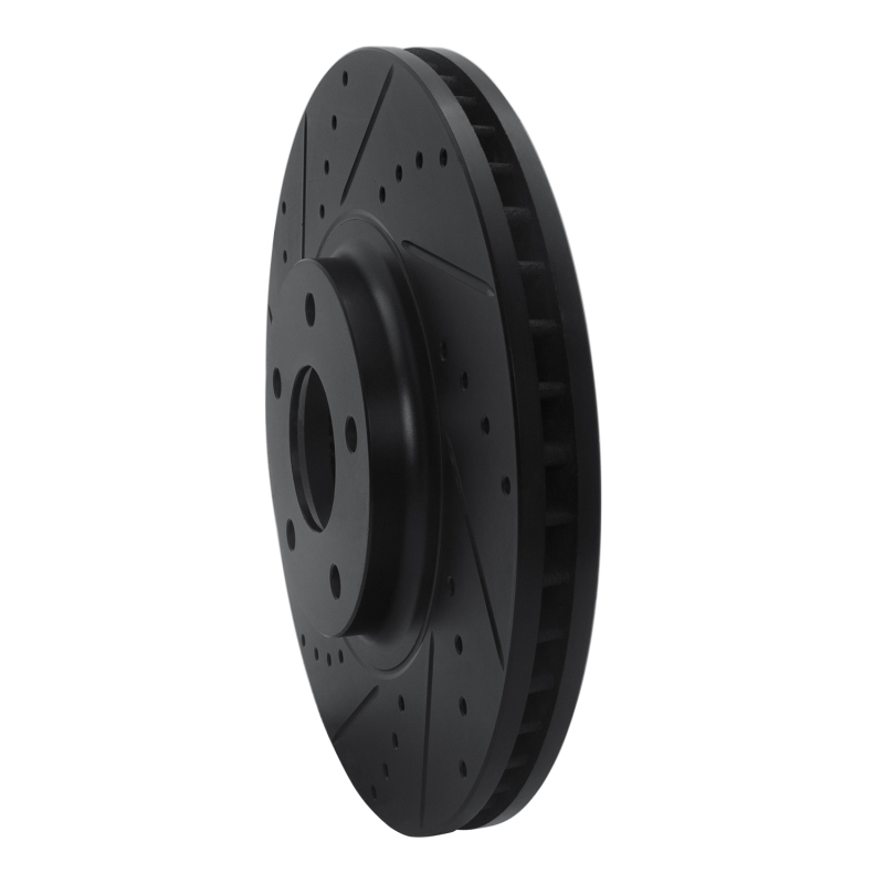 Nissan Maxima Brake Rotor (1) - Front Left - R1 Concepts - Drilled & Slotted - Black - `03-`05